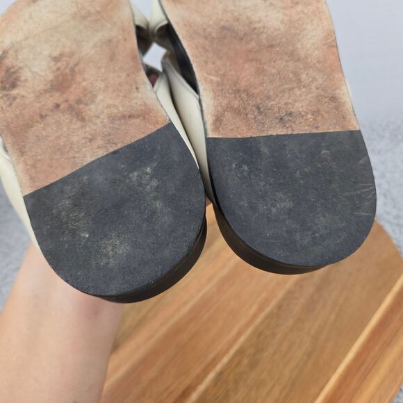 Emme Parsons Womens 38 Folded Slide White Black Leather Crossover Daily Sandals - Picture 9 of 11